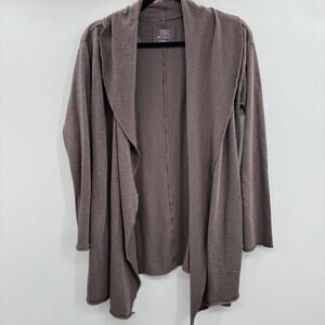 Brochu Walker Cotton Blend Waterfall Open Front Cardigan Sz S Brown Yoga Travel